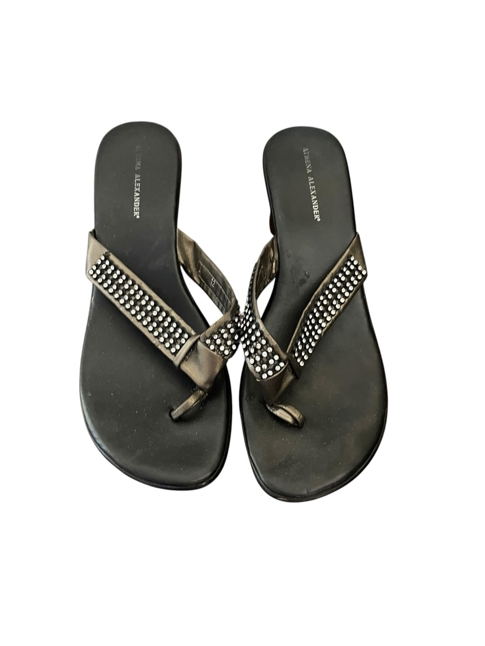 Athena Alexander Women's Rhinestone Sandals Wedge Heels Black Bronze Size: 12